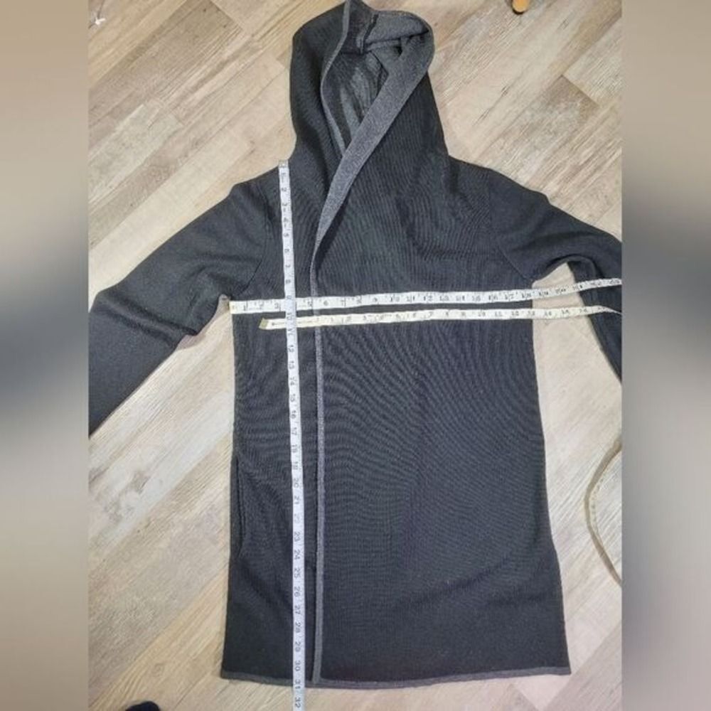 Wool Blend BNCI Blanc Noir Hooded reversible Cardigan W/ M Gray Longline LN/NWOT - Picture 7 of 14